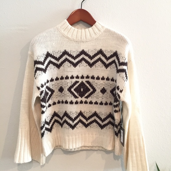 Nordstrom Sweaters - Cliche Aztec Boho Bell Sleeve Sweater Mock Neck Fall Winter Knit